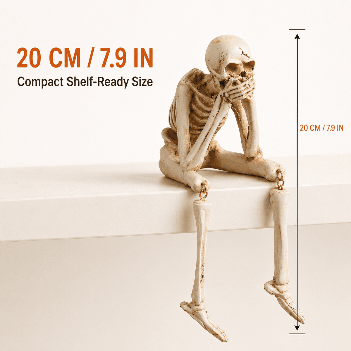 Halloween Decor Skeleton Statue Figurines Skull Decor See No Evil Hear No Evil Speak No Resin Skeleton Shelf Sitters Sitting Figurines for Home Kitchen Party Decor Table Ledge Edge Decorative (C)
