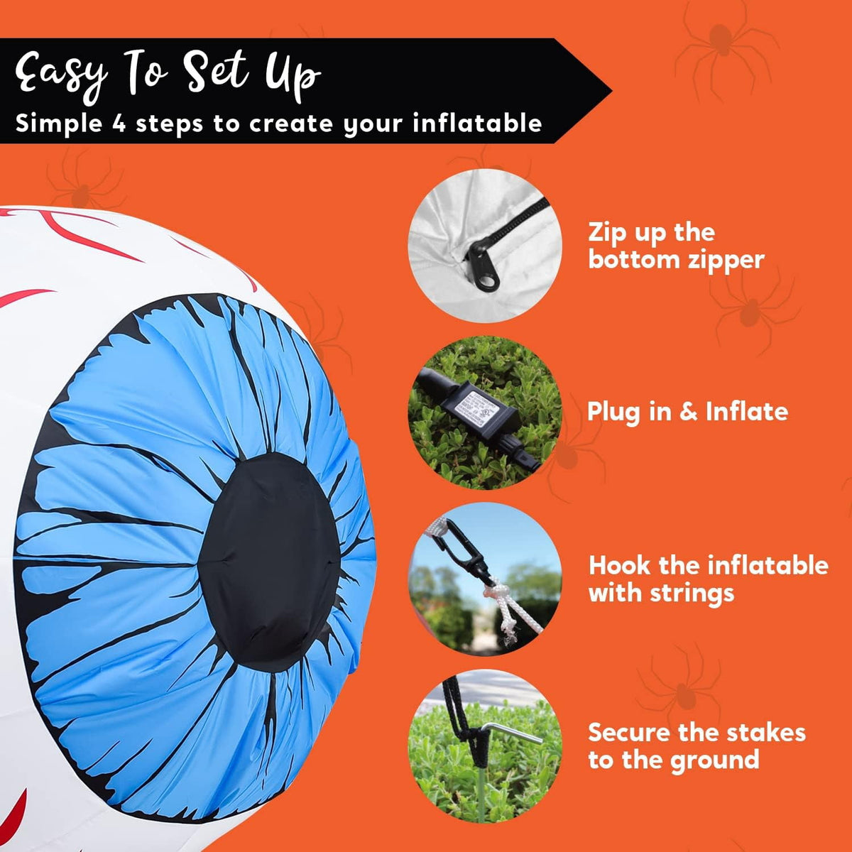 Joyfy 2 Pack Halloween Inflatable Eyes Decoration with Build-in LEDs,3 ft Blow Ups Green Eyes for Yard,Halloween Decor Outdoor with LEDs Party Supplies Blow up Decoration