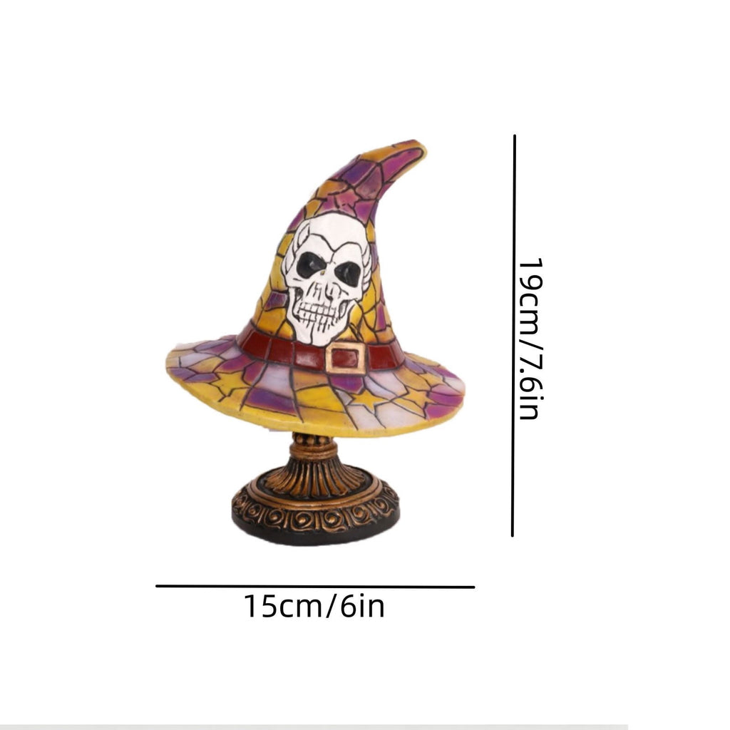Clearance Halloween Table Lamp Decorations, Witch Hat Lamp Gifts - Handcrafted Retro Resin Witch Lamp, USB Powered Gothic Wizard Hats Night Light, Home Decor Accent Lamps for Bedroom