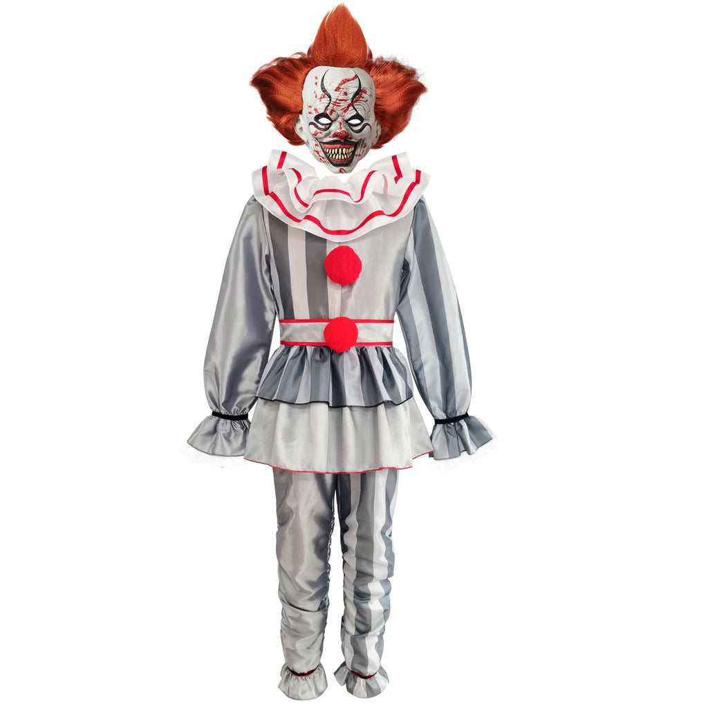 Joyfy Girls Clown Costume, Evil Clown Dress, Halloween Scary Jester Costume for Girls Halloween Dress Up, Fancy Dress Cosplay Party