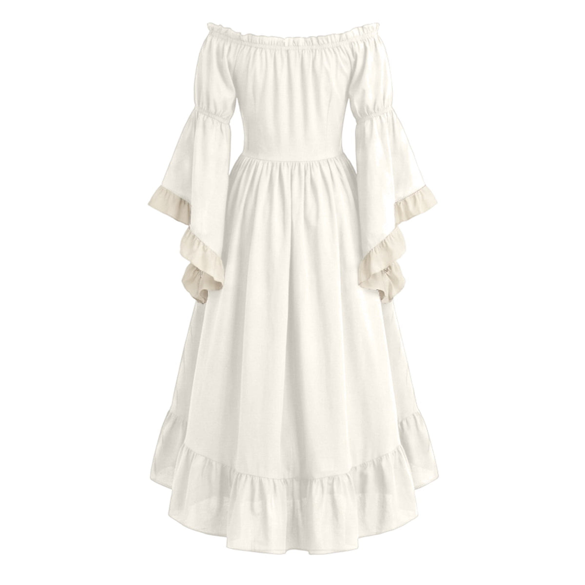 Anmrize Full Length Halloween Dress, Renaissance Faire Outfit, Women Medieval Victorian Gown, Off Shoulder Renaissance Dress, Womens's Medieval Renaissance Costume Cosplay Over Dress, White S