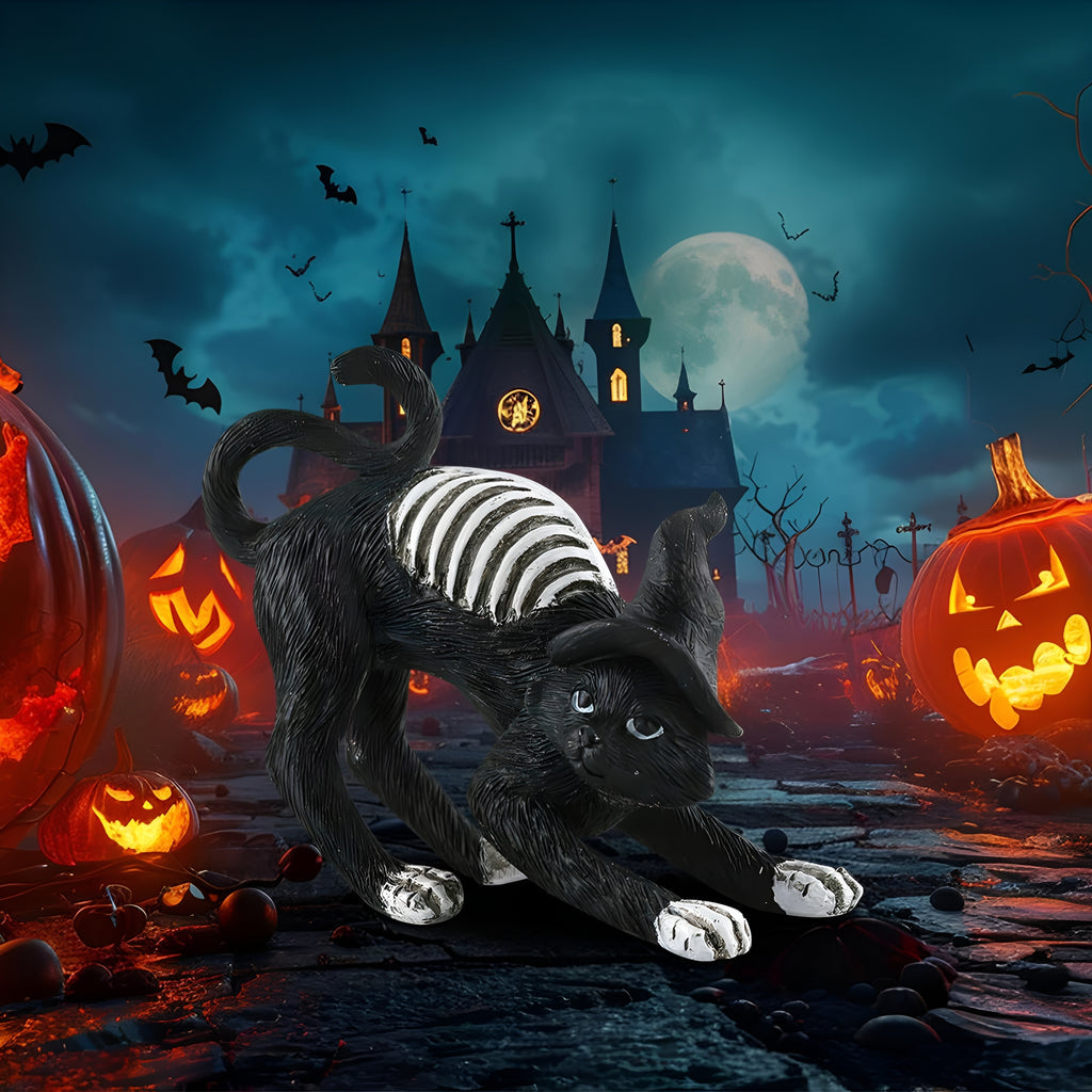 LAMIRO Black Cat Halloween Decorations,Spooky Tabletop Ornaments For Home Party,Gothic Themed Festival Decor,Indoor Outdoor Use,Easy To Display Centerpiece For Halloween Celebrations