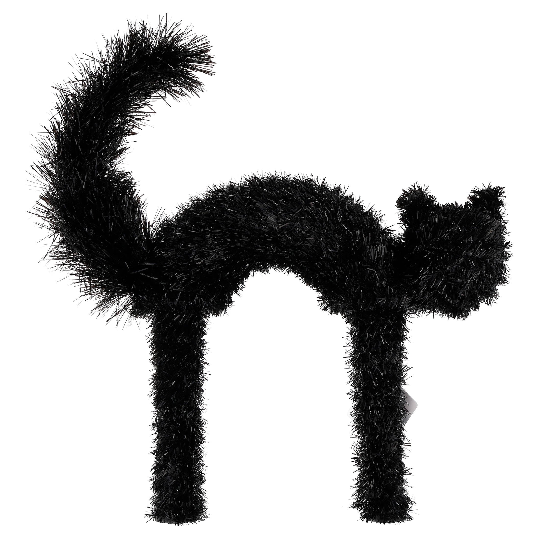 Tinsel Scaredy Cat Decoration, Black, 15", Halloween by Way To Celebrate