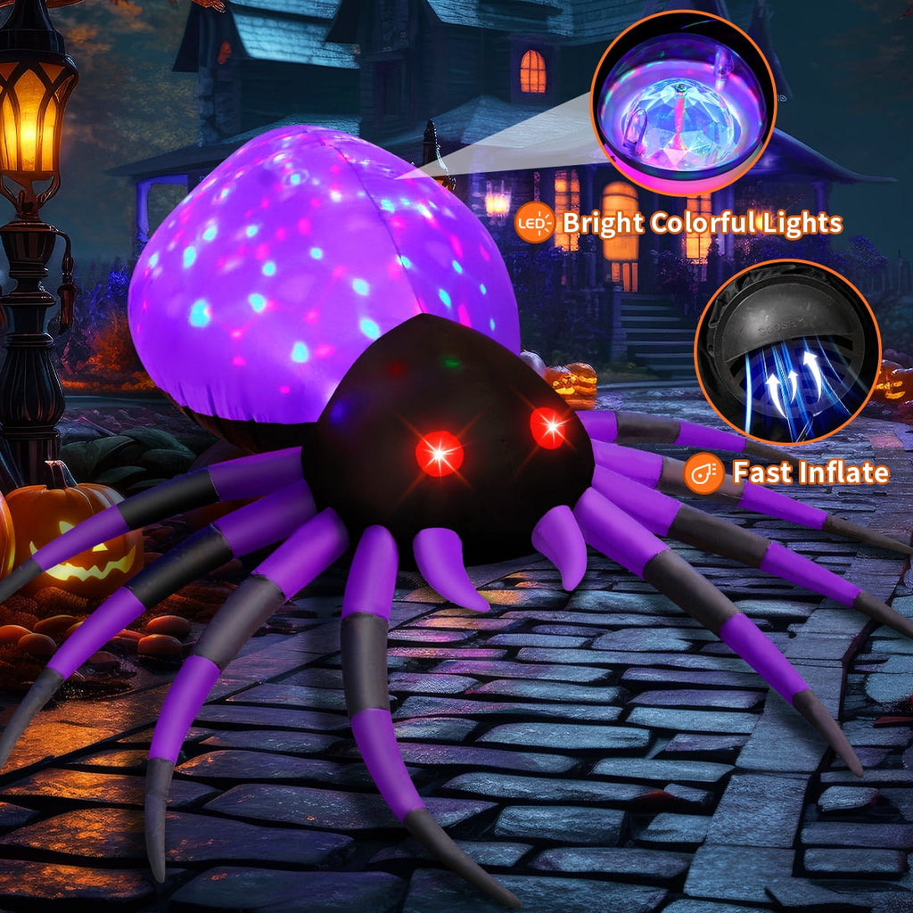 GOOSH Halloween Inflatable 5 FT Halloween Spider Inflatable, Inflatable Halloween Spider Halloween Blow Up Spider with LED Lights, Outdoor Halloween Decorations Clearance for Halloween/Holiday/Party