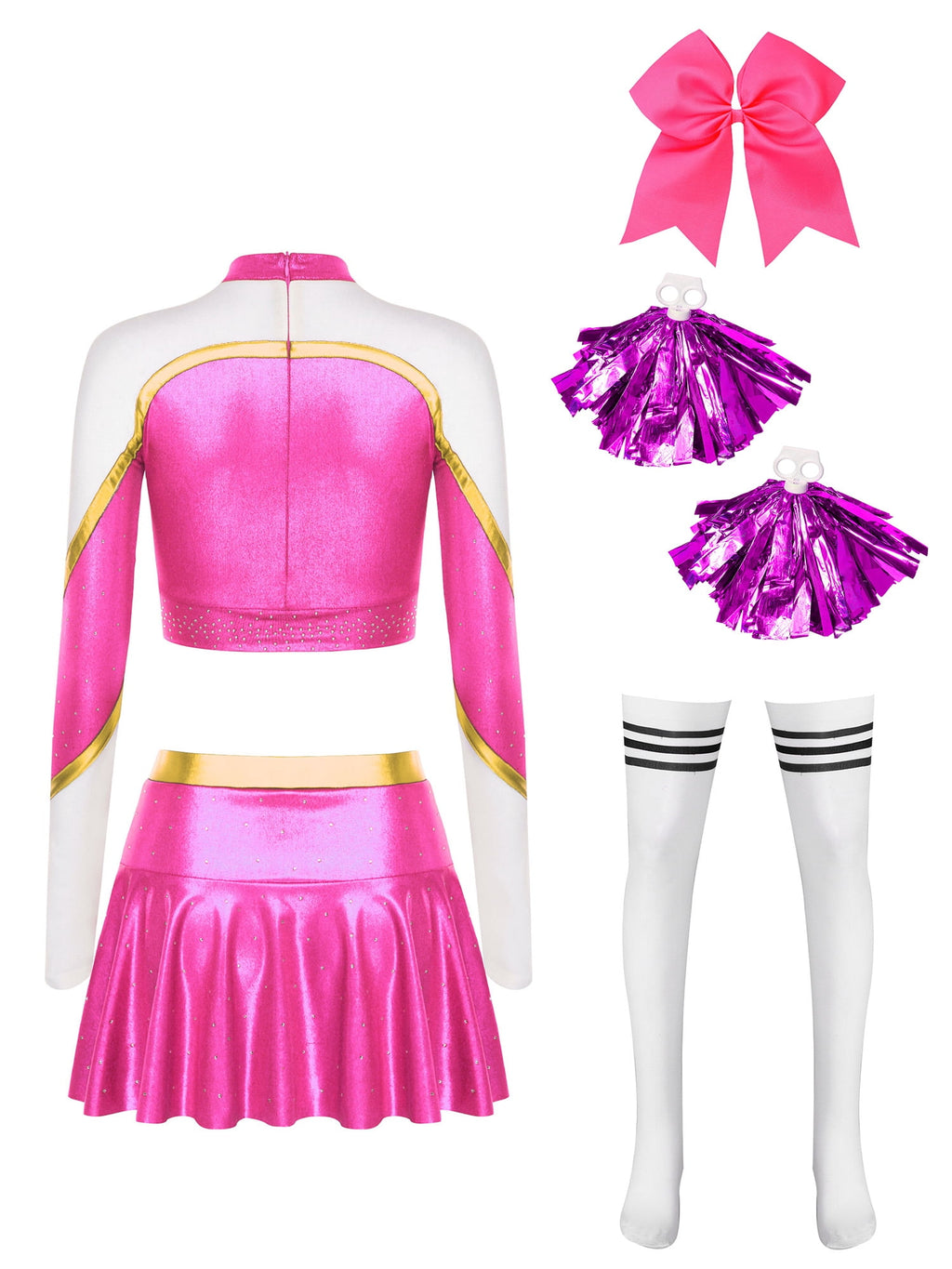 iiniim Womens Cheer Leader Costumes Set Schoolgirl Cheerleading Cosplay Halloween Party Uniform Purple XL