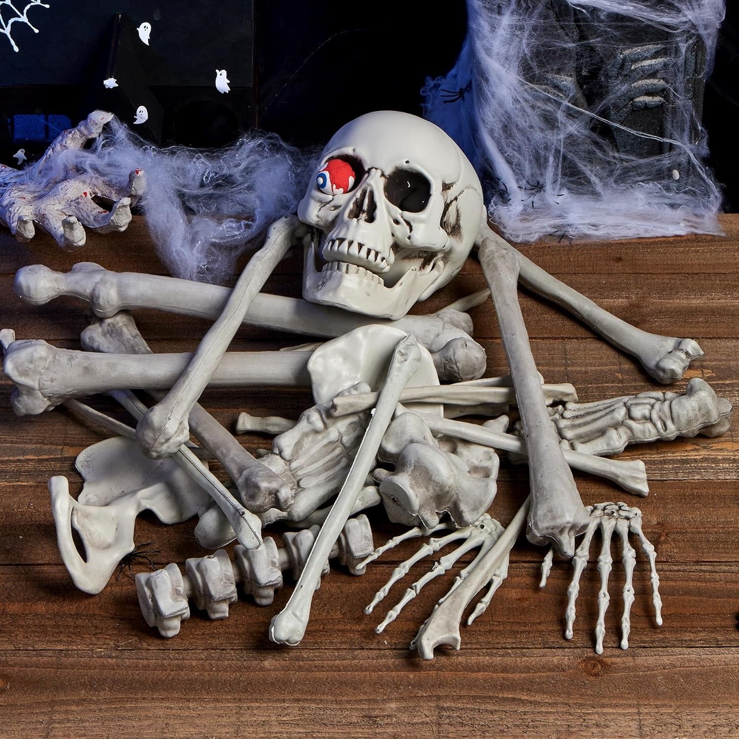 Joyfy 2 Pcs Duck Skeleton Halloween Decoration,4.5 Inch Posable Plastic Animals Halloween Skeleton for Indoor Outdoor Halloween Decorations,Haunted House Party Props