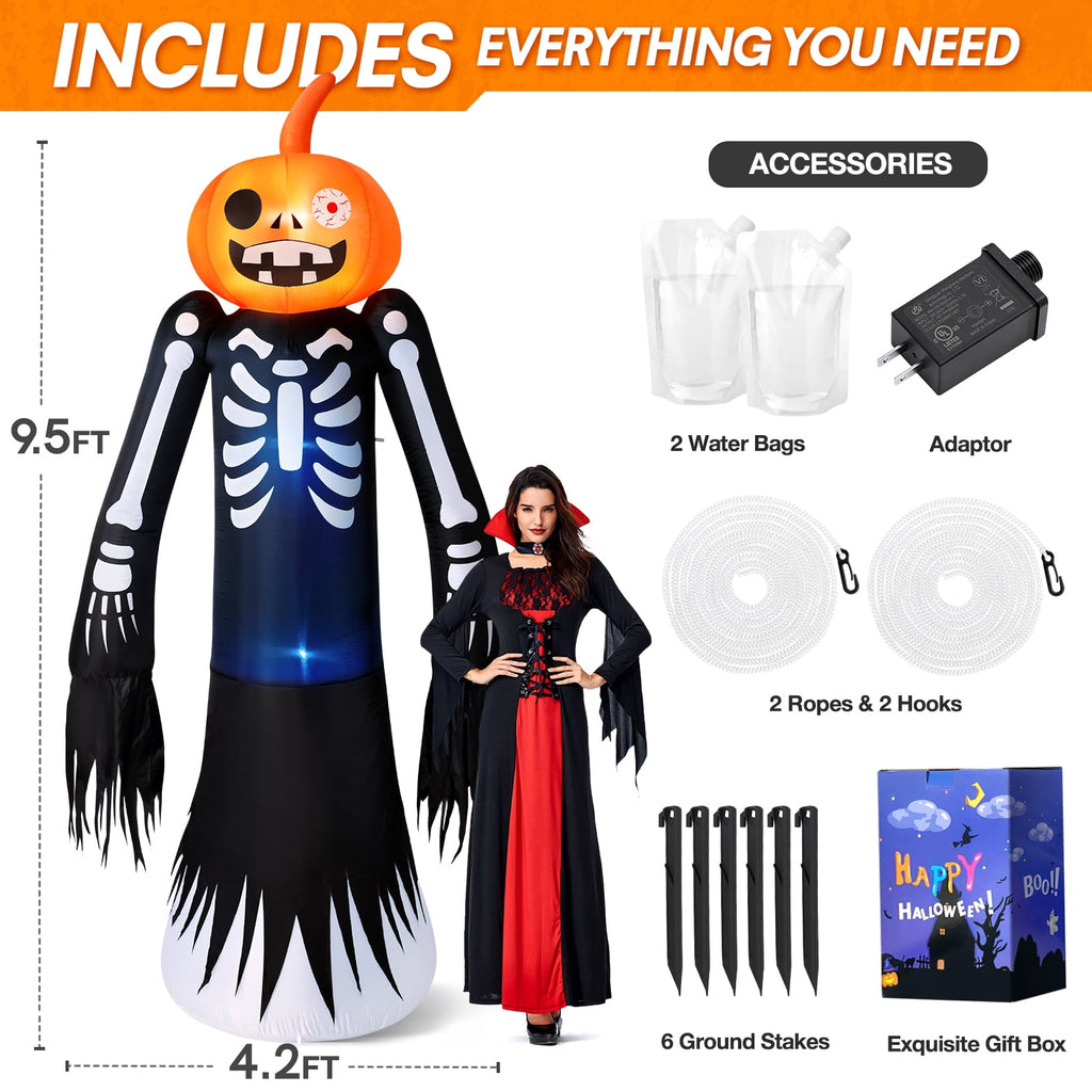 Ayieyill 8.5FT Halloween Inflatables Pumpkin Ghost Family with Built-in LED Lights, Halloween Blow up Yard Decorations