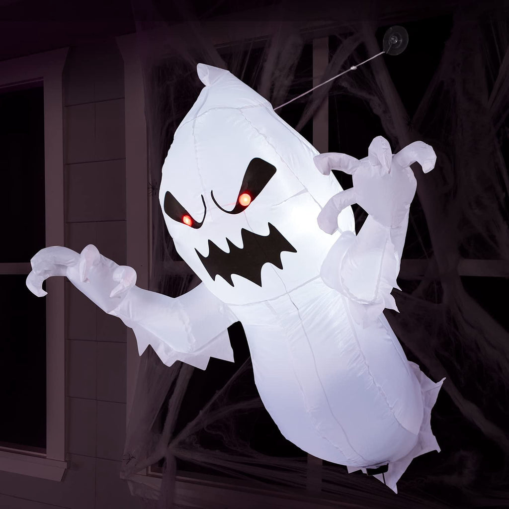 Joyfy 4.5 FT Halloween Inflatable Decorations Outdoor Scary Flying Ghost Broke Out from Window with Built-in LED Blow Up Inflatable for Window Decoration Yard Garden Lawn Decor