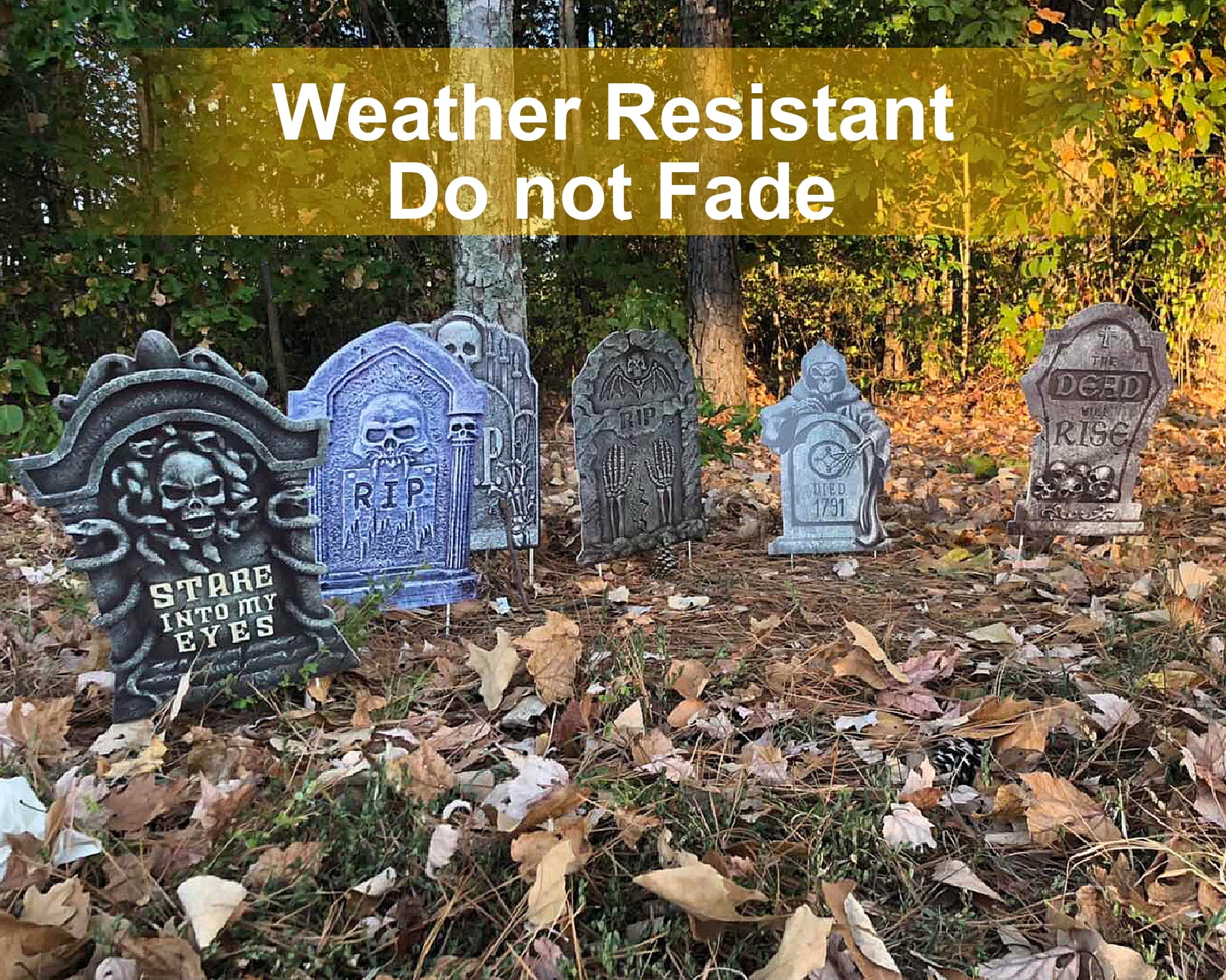 Gamexcel Halloween Gravestone Yard Signs, 10 Pack Tombstone Decorations with Stakes for Lawn, Garden and Haunted House