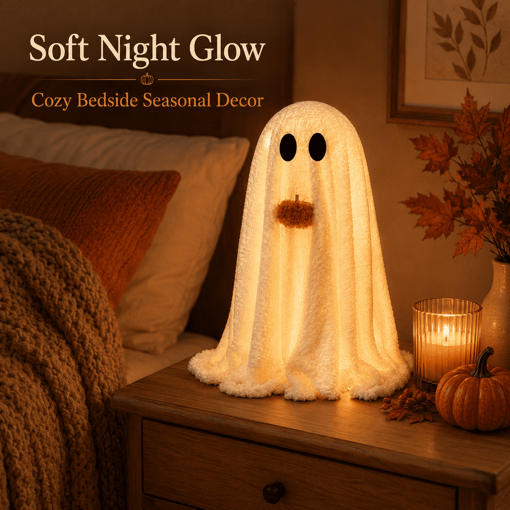 Diceymbol Halloween Decorations and Fall Decor, Halloween Venue Decoration Ghost Props LED Illuminated Ghost Decorations for Tabletop, Mantel, Shelf Indoor Outdoor 9.05 inch