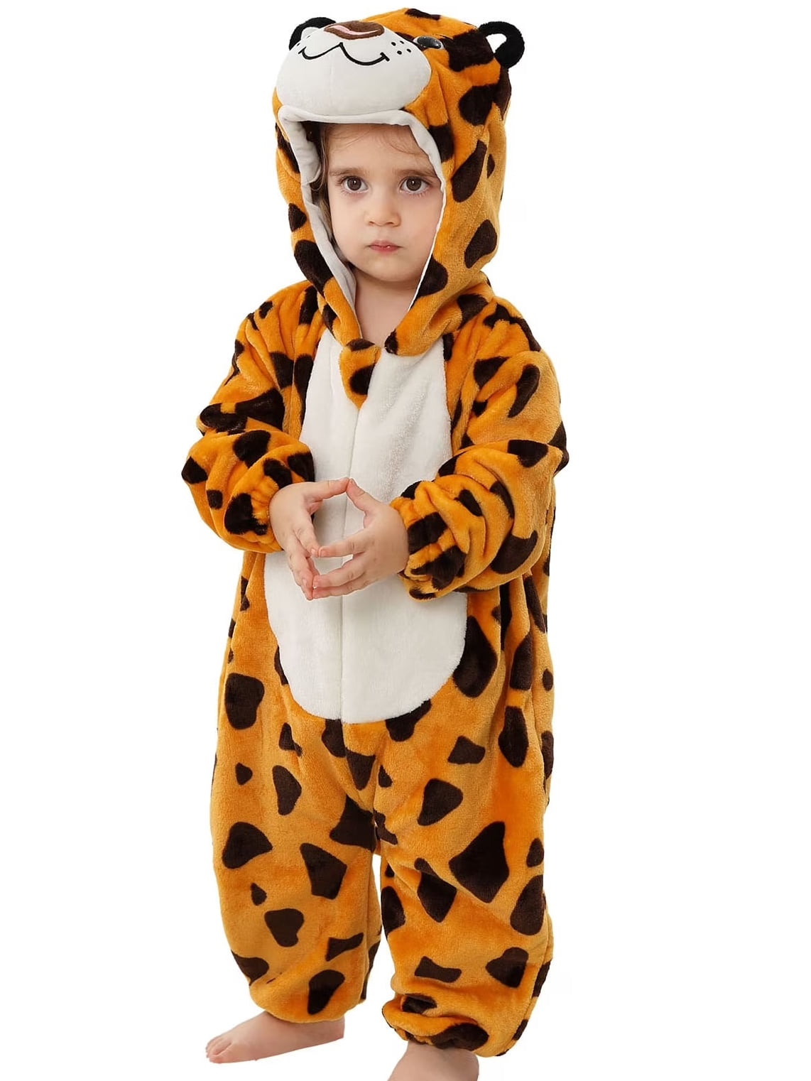 WIBACKER 0-3T Unisex Baby Animal Costume Winter Autumn Flannel Hooded Romper Christmas and Halloween Dinosaur Cosplay Jumpsuit