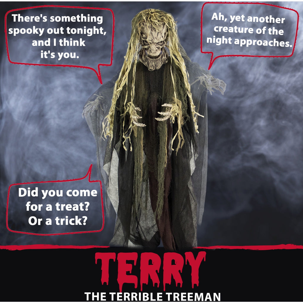 Haunted Hill Farm Life-Size Animatronic Tree Man, 75" Indoor/Outdoor Halloween Decoration, MultiColor