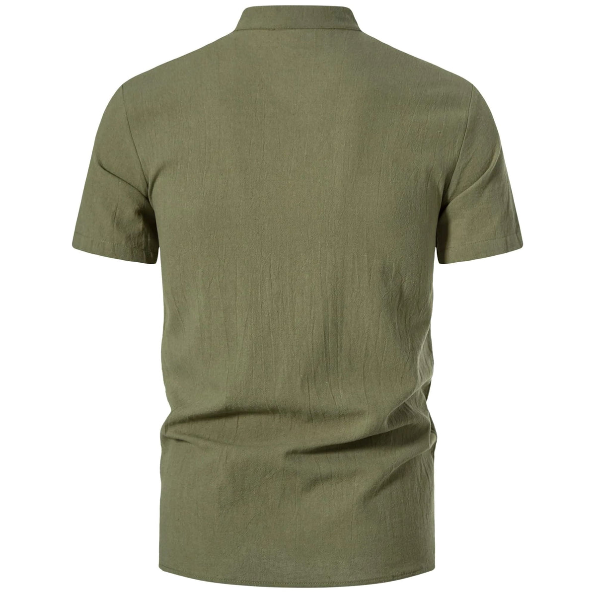 HAOMEILI Men's Cotton Linen Lace-Up V-Neck Short Sleeve Shirt