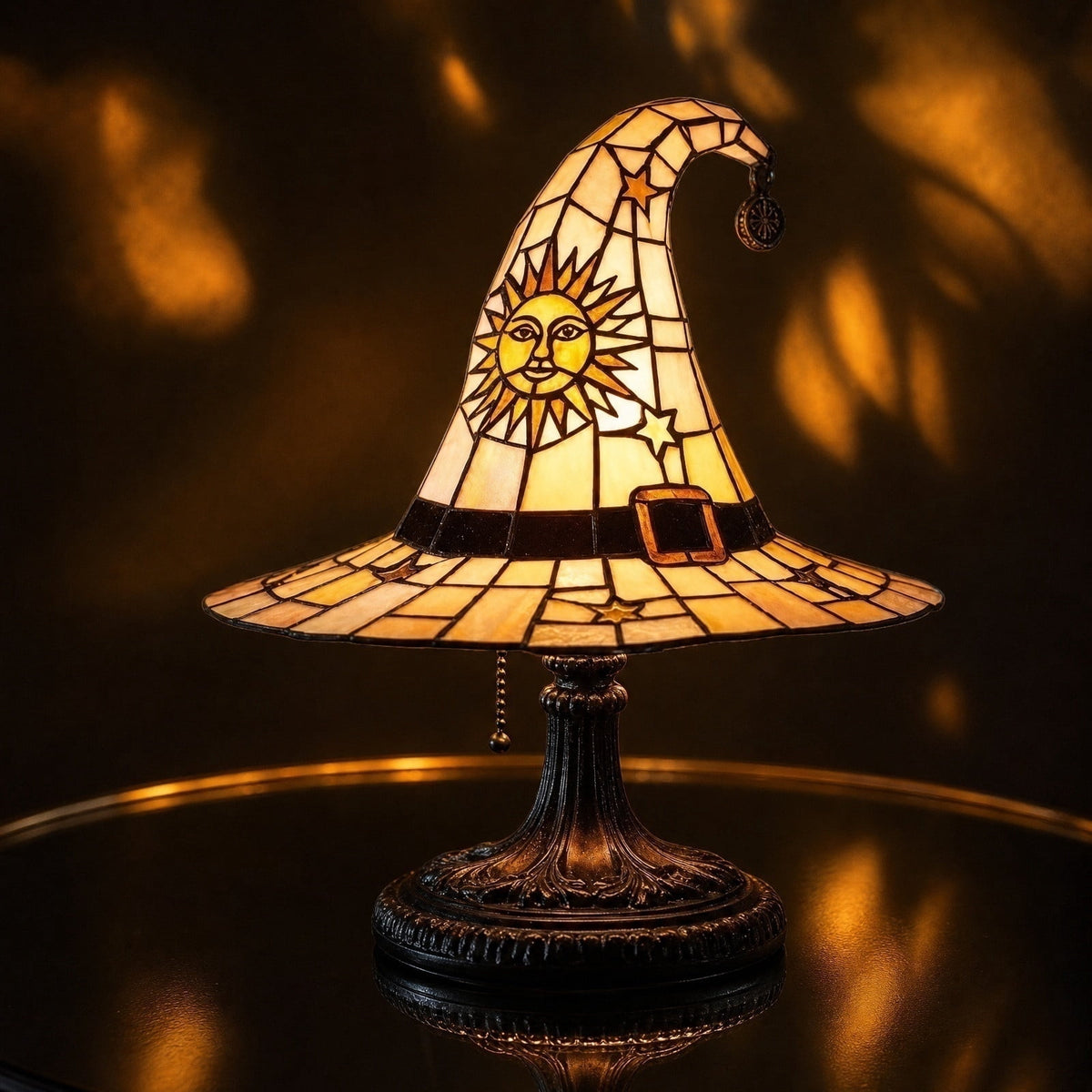 Clearance Halloween Table Lamp Decorations, Witch Hat Lamp Gifts - Handcrafted Retro Resin Witch Lamp, USB Powered Gothic Wizard Hats Night Light, Home Decor Accent Lamps for Bedroom