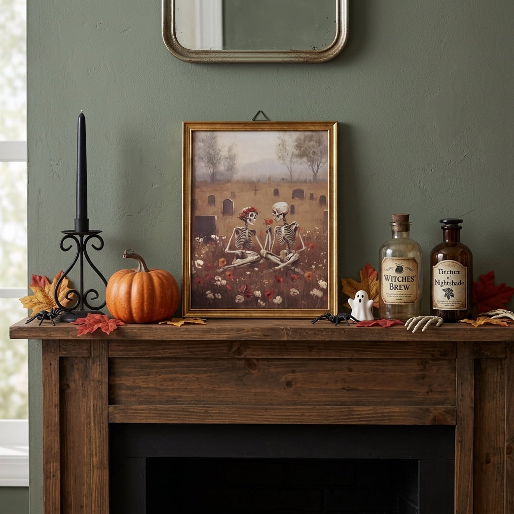 Skeleton Couple Framed Wall Art, Multicolor, 11" x 14", Halloween by Way To Celebrate