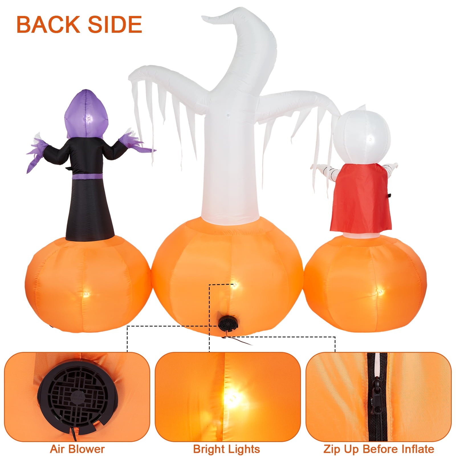 5.7FT Inflatable Halloween Inflatable Crawling Green Ghost with Tombstone Built-in LED Lights Inflatable LED Lights Blow Up Yard Decoration