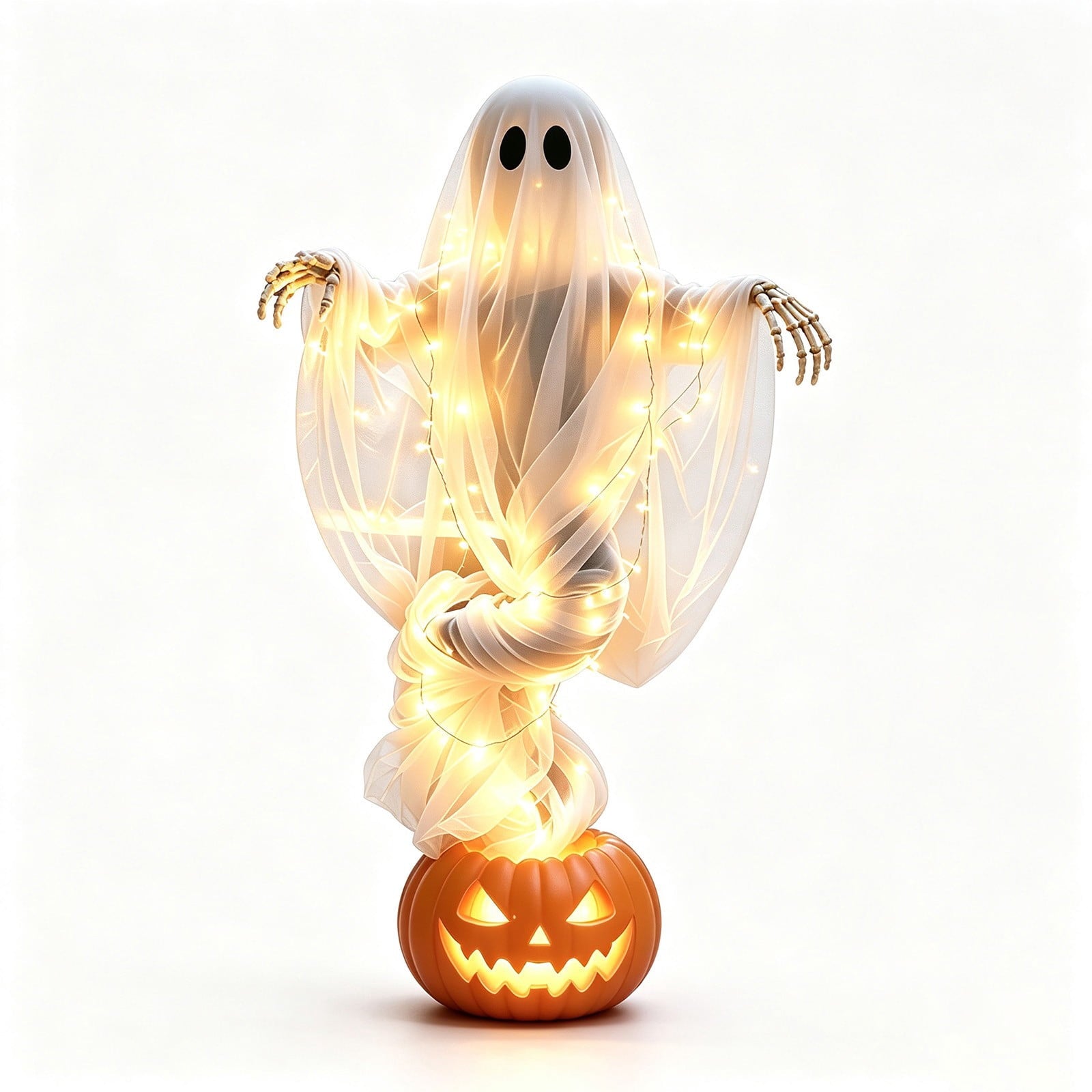 Halloween Light-Up Ghost Decorations Outdoor - 6.5 FT - 8 Sounds Gaint Hanging Swing Ghost Halloween Decoration, Spooky Cute Ghosts Decorations for Front Porch Yard Tree