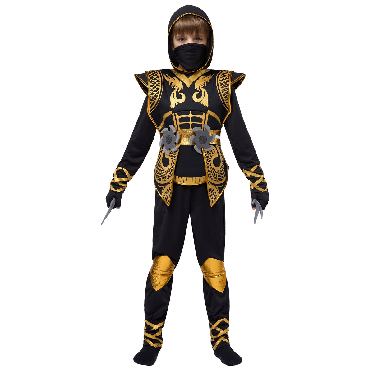 Joyfy Kids Golden Ninja Costume for Toddler Boys Halloween Dress Up Age Up to 12 Years