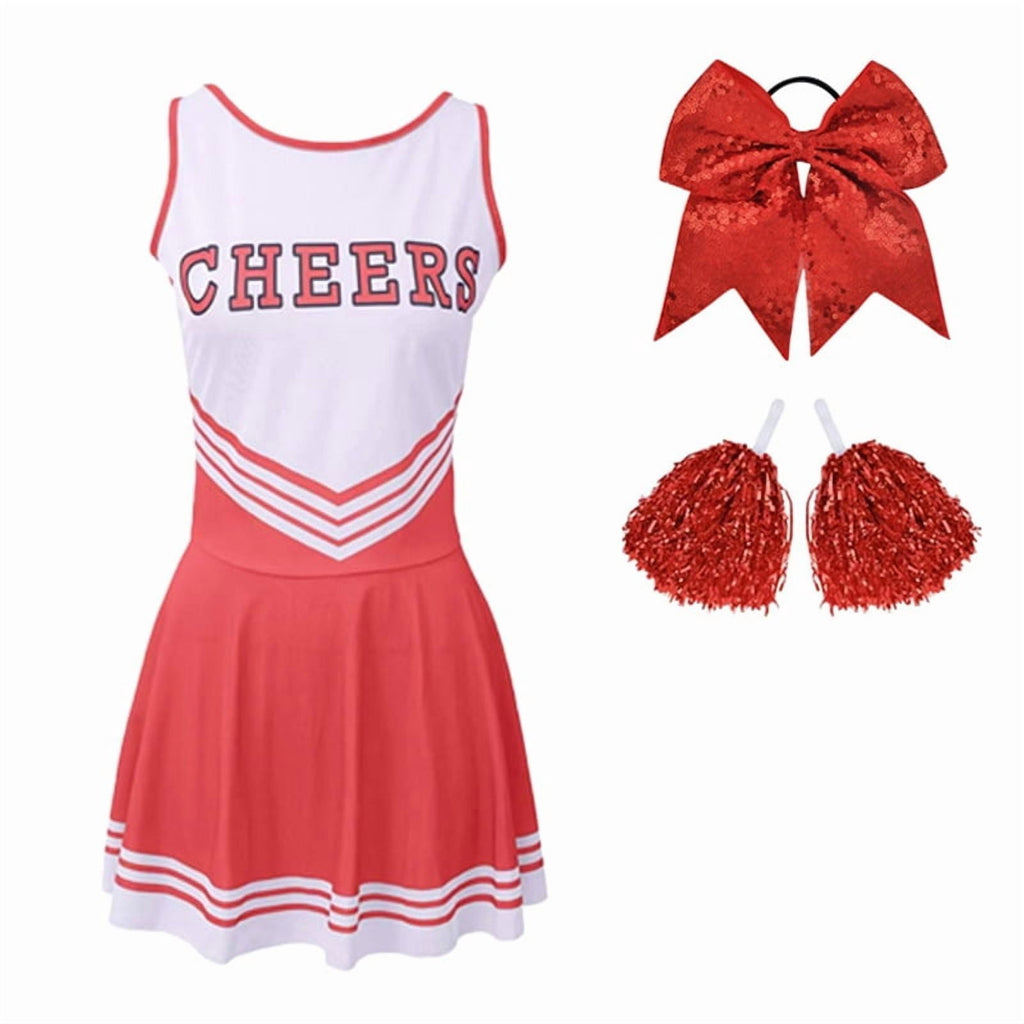 Green Girls Cheerleader Costume Outfit Set,Kids Sleeveless Cheerleading Uniform for Party Birthday Halloween