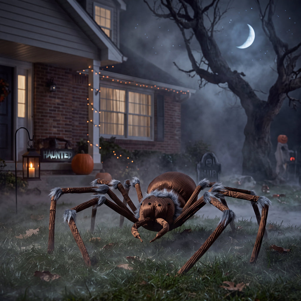 Joyfy 45inch Giant Spider Halloween Decorations,Scary Spider Halloween Outdoor Party Decorations Props Halloween Yard Decorations,Black
