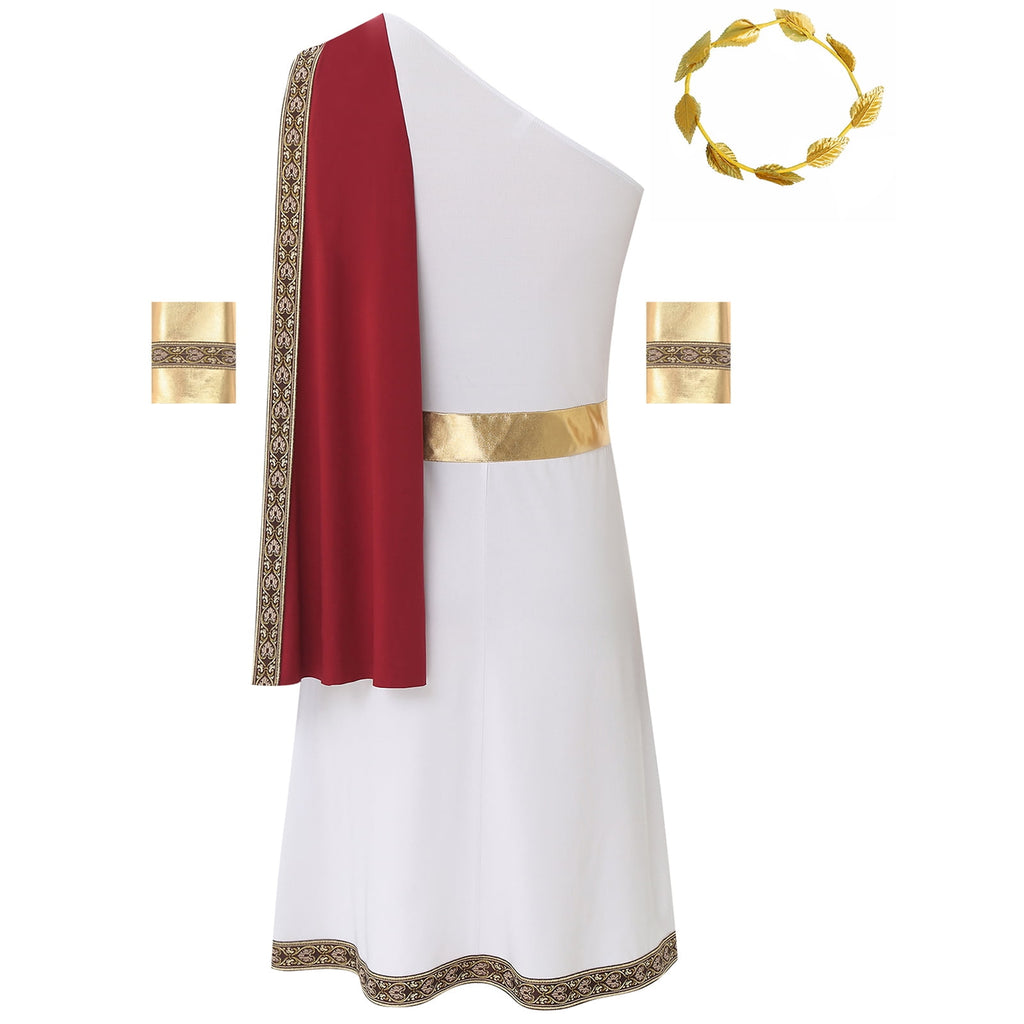 YiZYiF Mens Halloween Ancient Greek Cosplay Costume Roman Toga Caesar Party Fancy Dress Up Set Black S