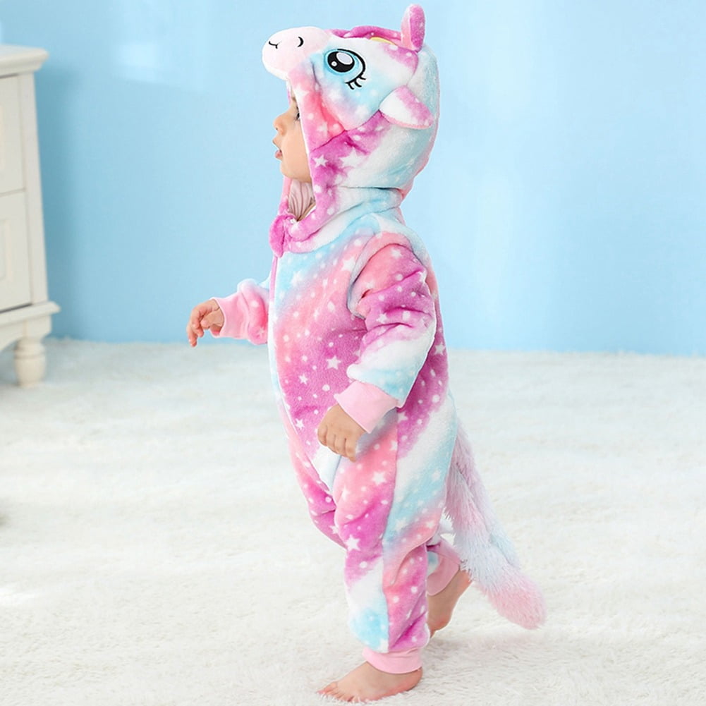 WIBACKER 0-3T Unisex Baby Animal Costume Winter Autumn Flannel Hooded Romper Christmas and Halloween Dinosaur Cosplay Jumpsuit