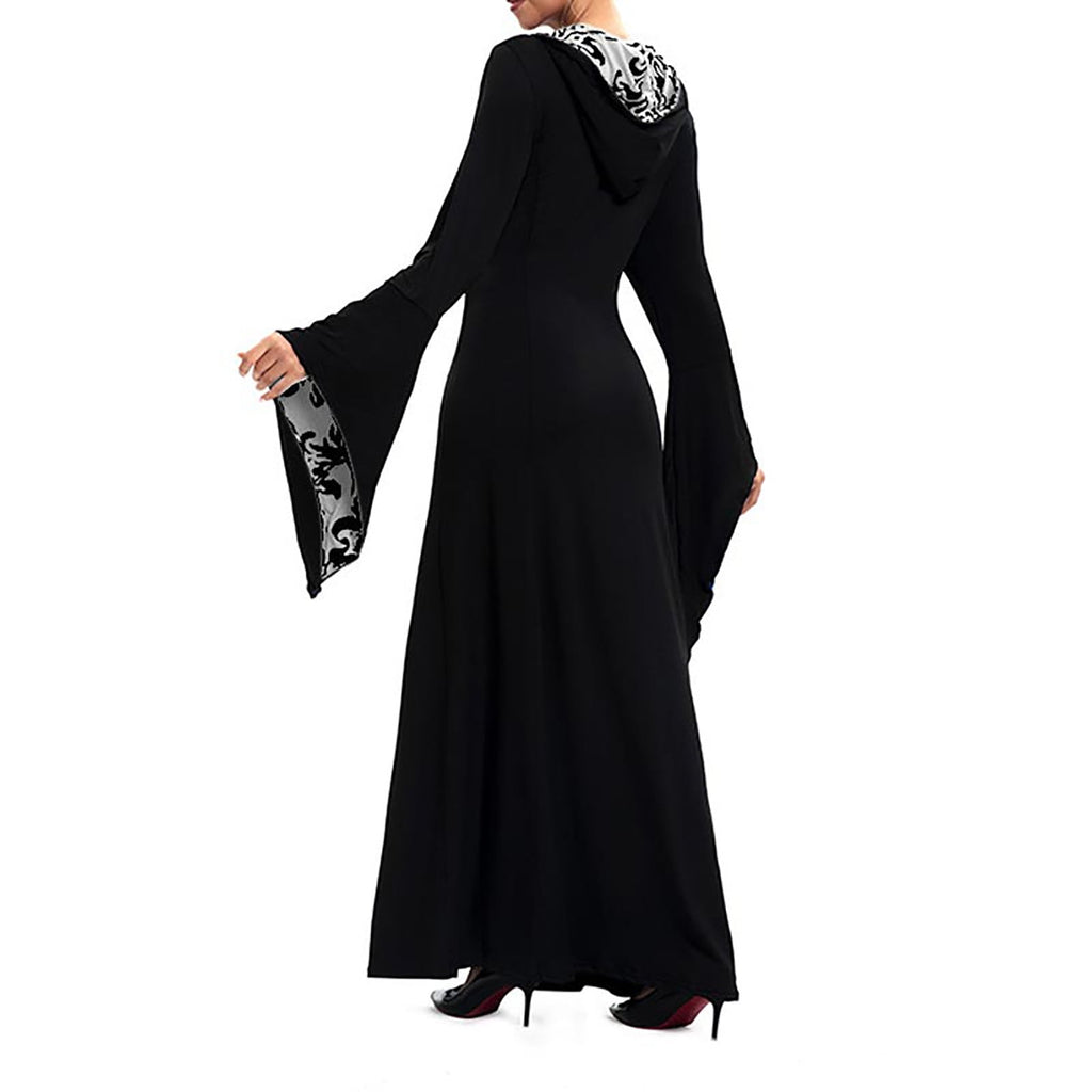 LYXSSBYX Maxi Dresses for Women Women's Long Sleeve Neck Dress Floor Length Cosplay Dress Plus Size Dress