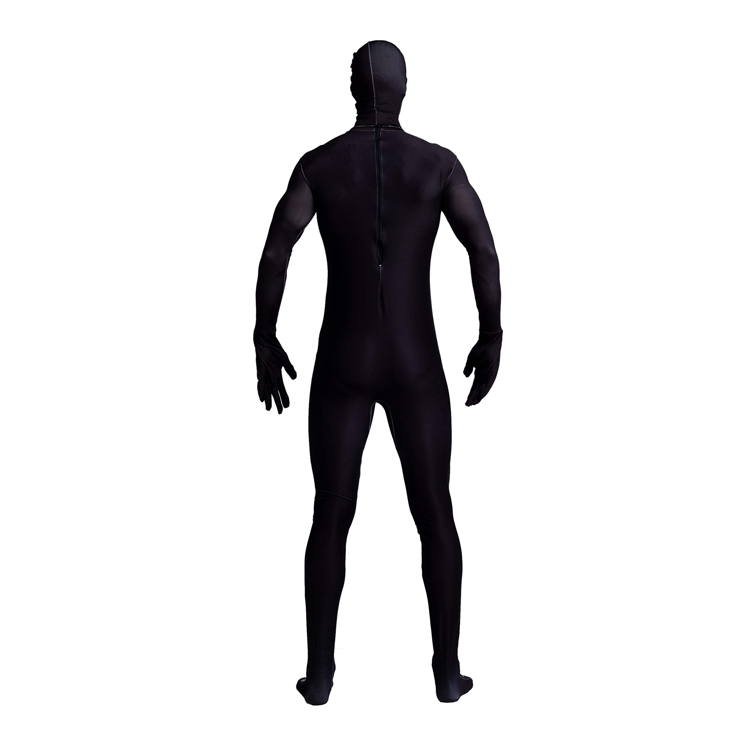 Joyfy Skeleton Costume for Adults, Skeleton Bone Bodysuit Halloween Costumes for Men with Skeleton Hood Mask, Halloween Party Fancy Dress-up
