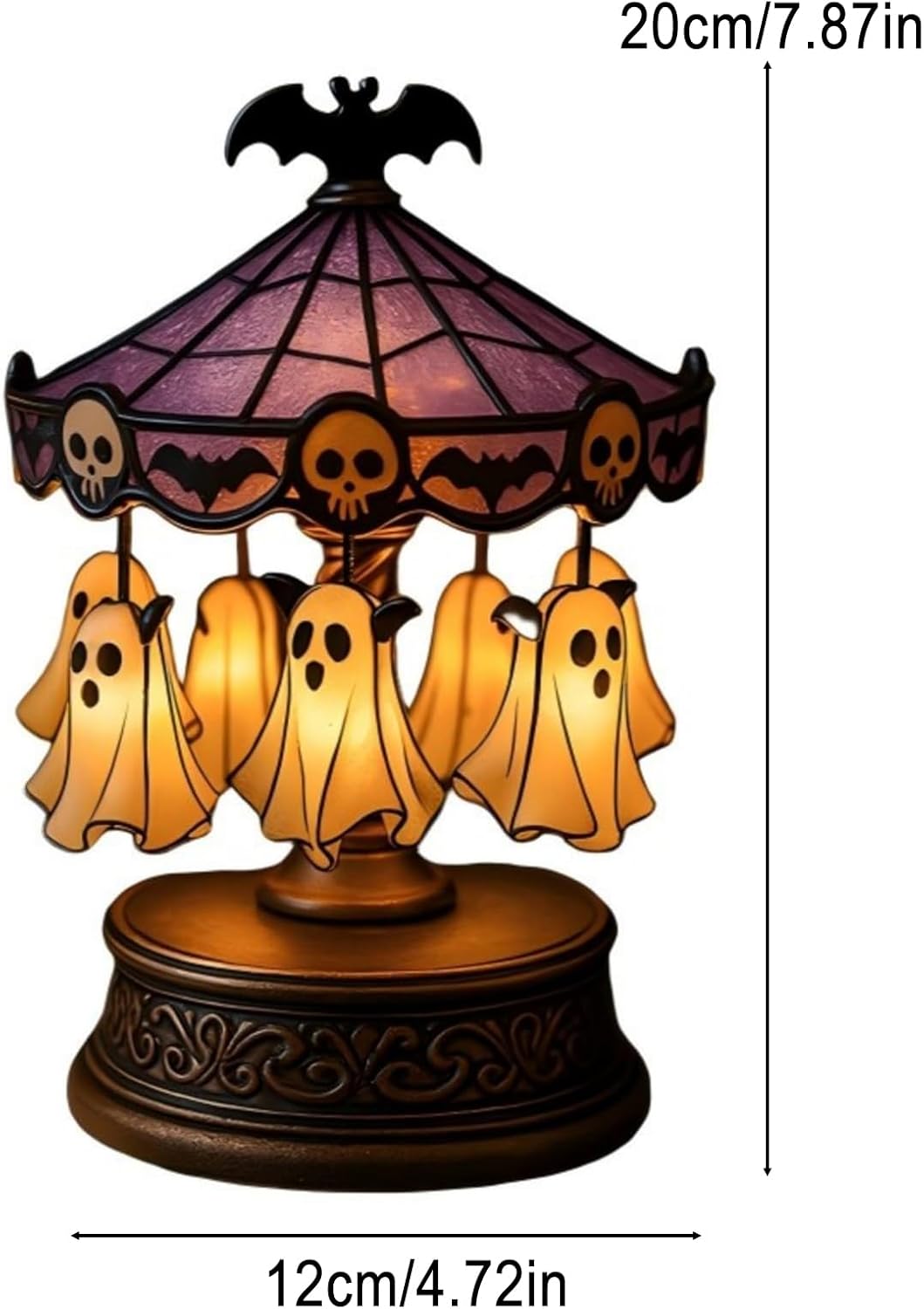 HaCpiu Halloween Ghost Carousel Night Light, Halloween Rotating Desktop Sculpture with LED Glow, Spooky Animated Tabletop Decoration for Indoor Holiday Accent