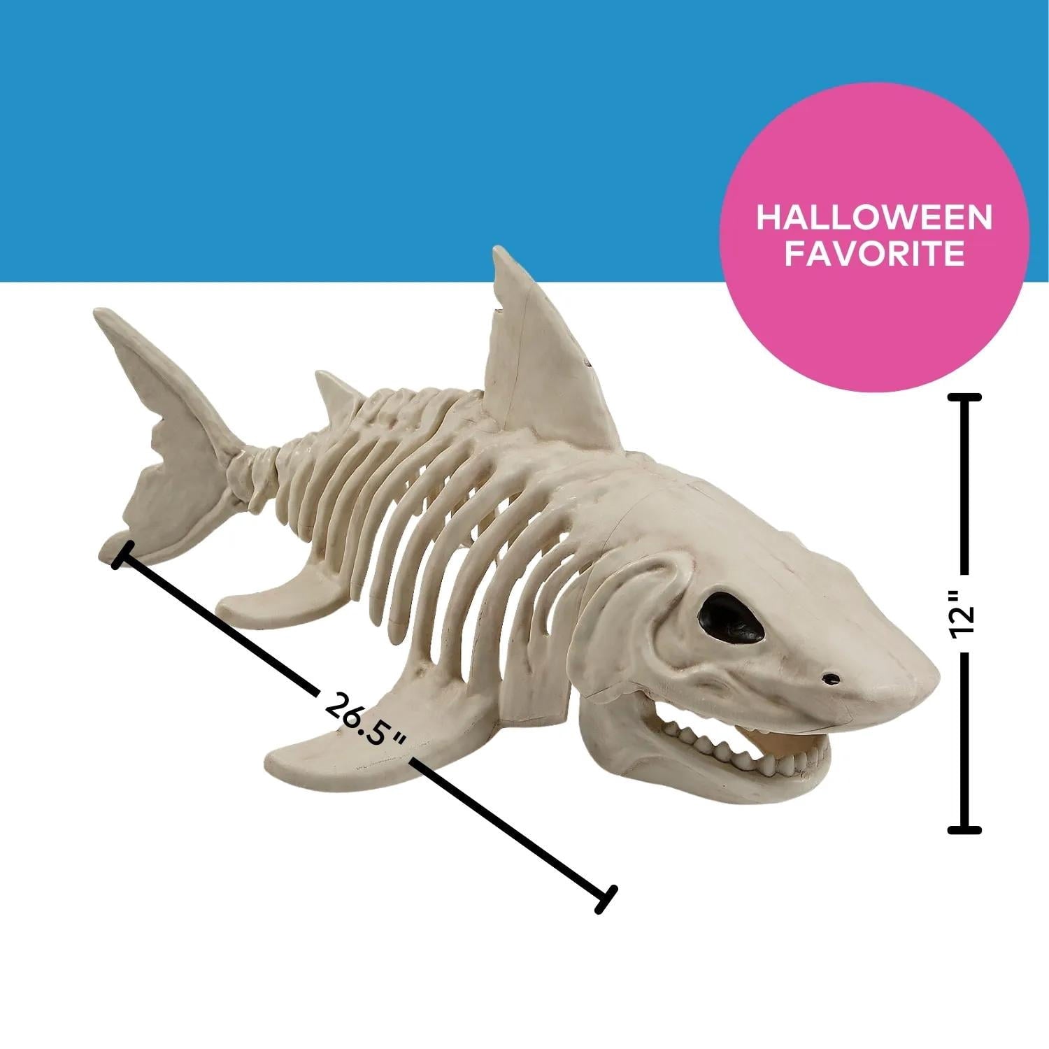 Seasons 2 ft Plastic Shark Skeleton Halloween Tabletop Decoration - Off-White