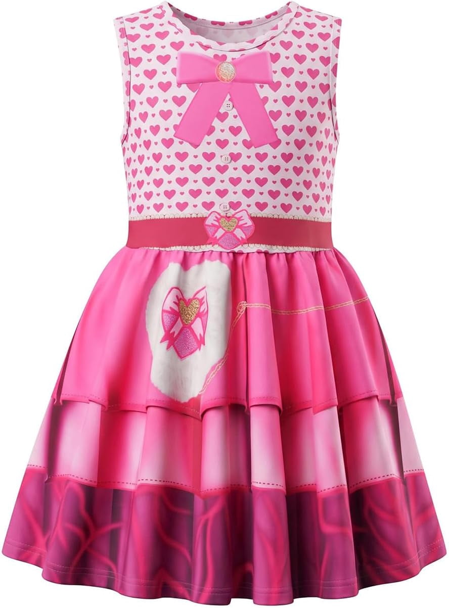 Guvpev G'irls Halloween Princess Costume, Pink Princess Dress Up Outfits with Jacket, K'ids Halloween Cosplay Party Dress Set