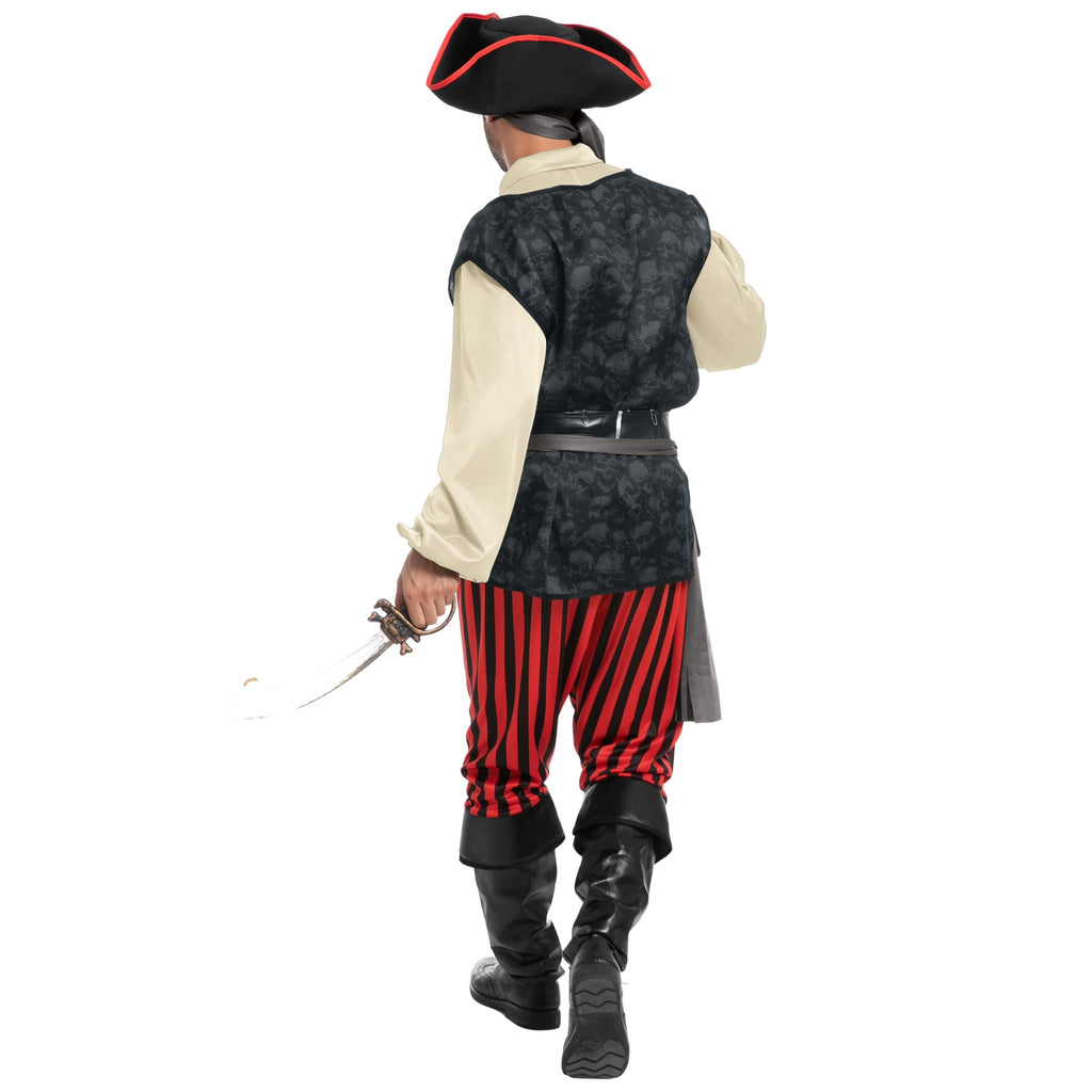 Joyfy Men Pirate Costume Plundering Sea Captain Set for Adults Halloween Themed Parties