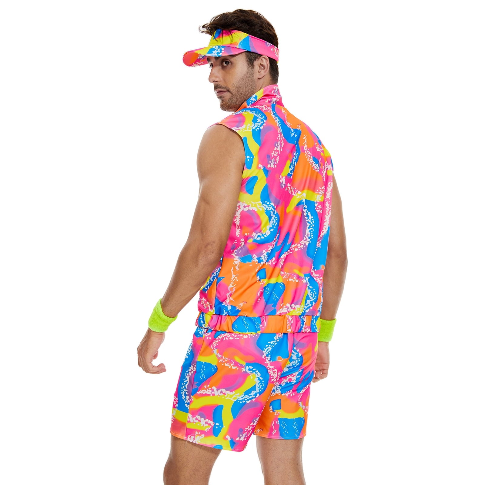 WASFDN 80s Men Workout Costume Halloween Cosplay Couples Outfits 80s 90s Workout Costume Outfit Set for Adult Men,XL