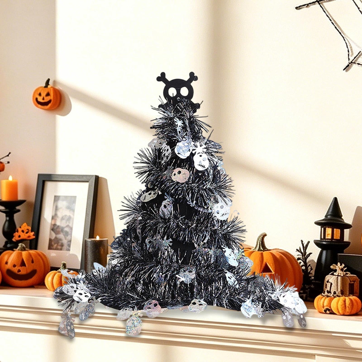 1Pc Halloween Mini Pumpkin Branches Artificial Black Twigs Vase Fillers for Table Mantel Centerpiece Creepy Gothic Scary House Decor