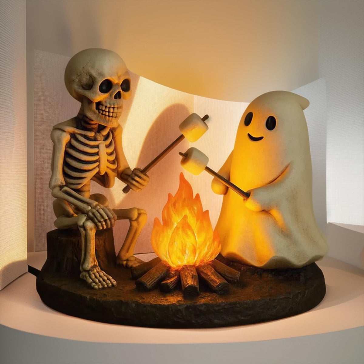 Ghost Bubble Bath LampHalloween Bathroom Decor Gifts Under 20 Bathtub Ghost & Dog Resin Figurine, Warm LED Halloween Tabletop Decor for Bathroom, Bedroom, Kids Room & Fall Home Accent