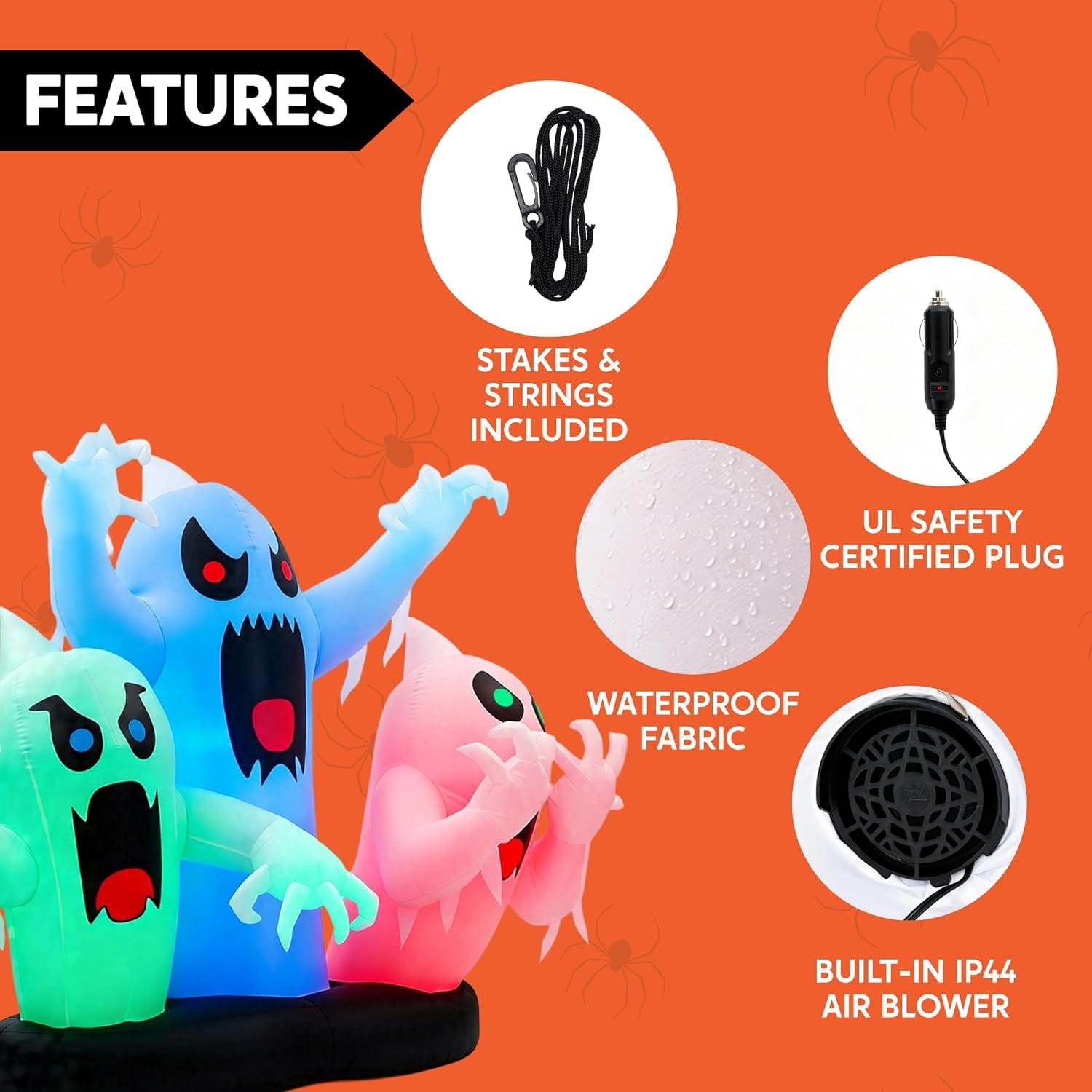 Joyfy 6 FT Halloween Inflatable Haunted Castle Decoration,Trunk or Treat Car Decorations Kit Ghost and Pumpkin with Built-in LED Light for Halloween Party Indoor,Outdoor,Yard,Garden Decor