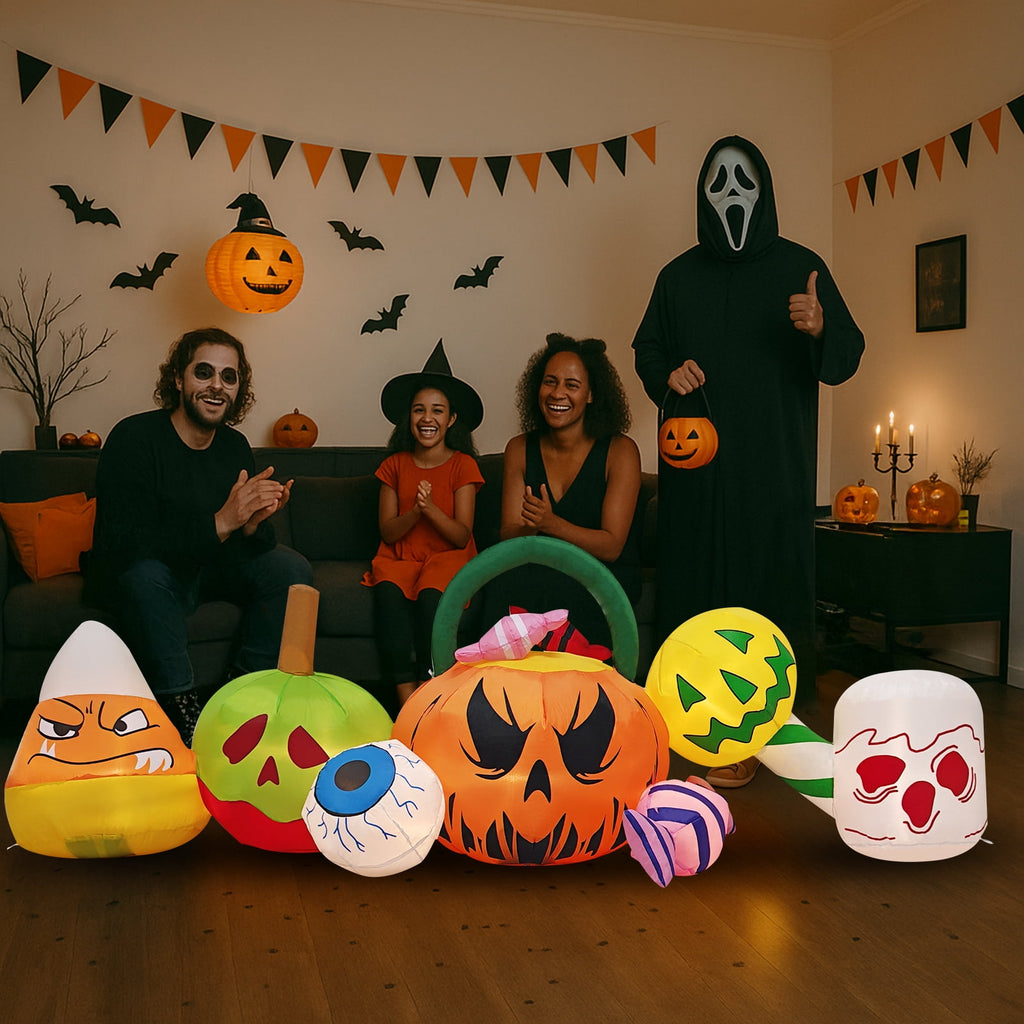 UBesGoo 8.2' Halloween Inflatables Pumpkin Ghost Archway , Blow up Hallowee Decorations with Built-in LED Lights for Holiday