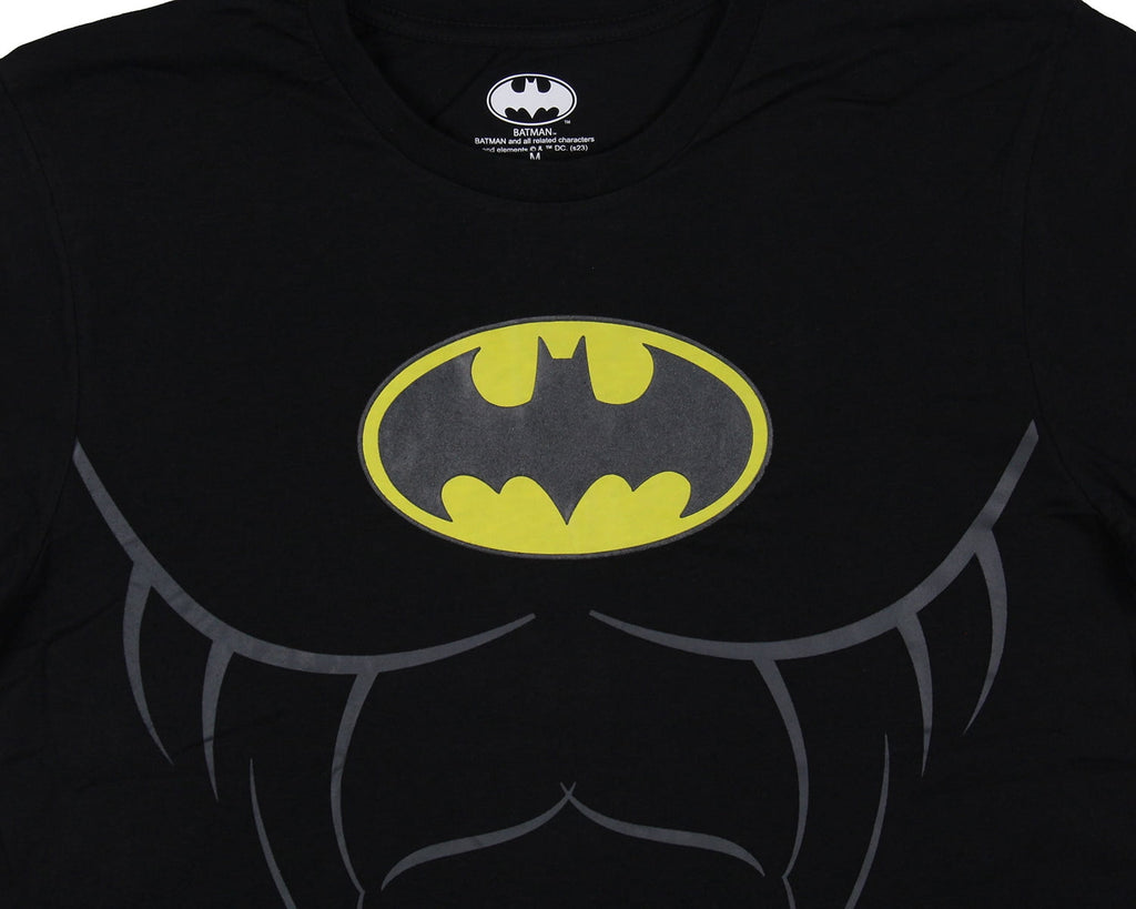 DC Comics Men's Batman Costume Shirt With Detachable Cape Classic Bat Logo Batman Cosplay Tee