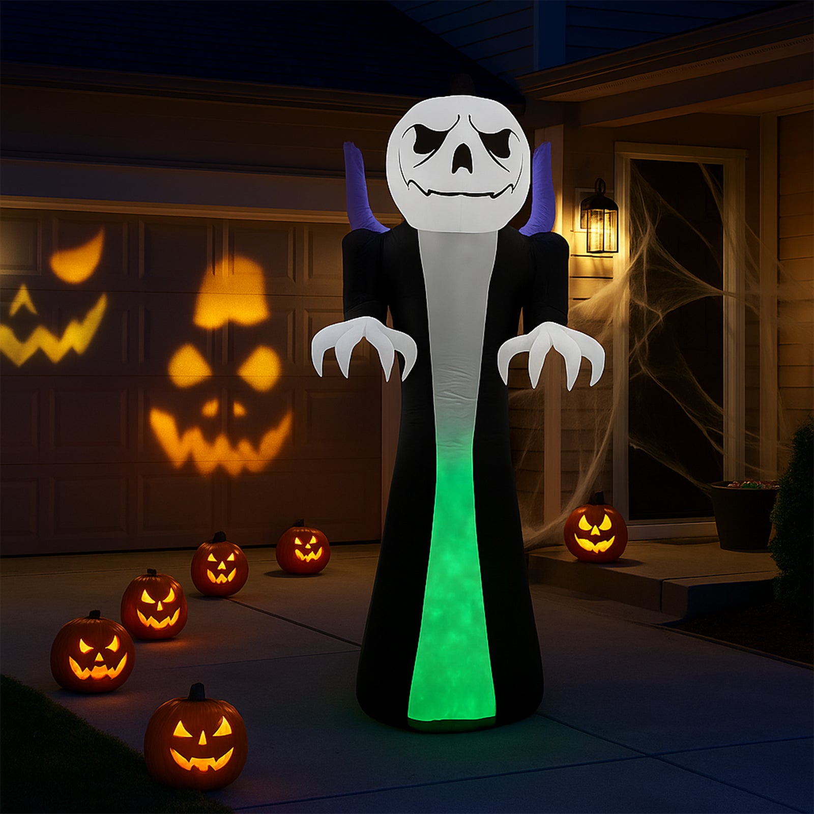 Zimtown 12 FT Halloween Inflatables Ghost Outdoor Halloween Decoration w/ Pumpkins Head