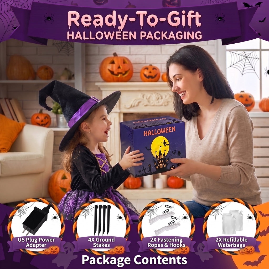 Glazina 6 FT Halloween Inflatable Pumpkin Spider with Witch Hat, Built-In LED Lights, Outdoor Halloween Blow Up Yard Decoration