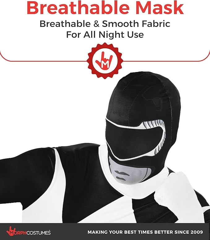 Morphsuits Adult Black Power Ranger Morphsuit Mens Superhero Fancy Dress Costume Halloween Black M