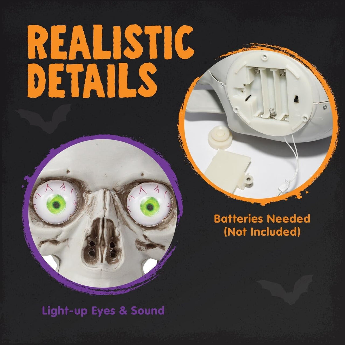 Joyfy Sound Activated Animated Skull Halloween Indoor Decor,LED Light Up Moving Eyeballs Skull Tabletop Ornament,Scary Haunted House Party Desktop Home Decoration Supplies