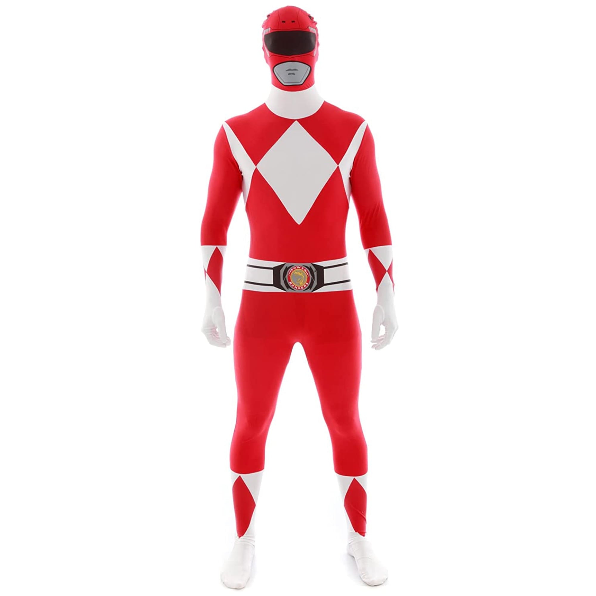 Morphsuits Adult Red Power Ranger Morphsuit Mens Superhero Fancy Dress Costume Halloween Red XL