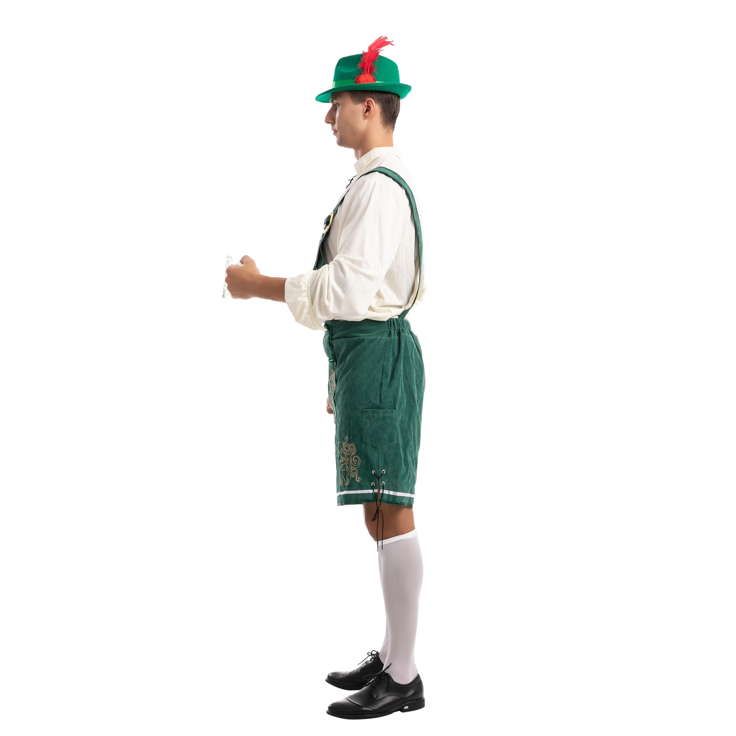 Joyfy Men's German Bavarian Oktoberfest Costume Set, Beer Costume Hat for Adults Halloween Fancy Dress Costumes and Beer Festival