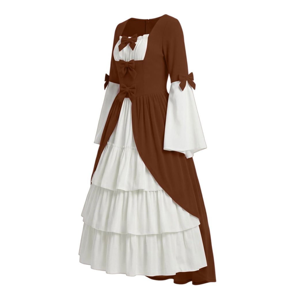 Gothic Dresses for Women Medieval Renaissance Halloween Costume Lace Up Corset High Low Ruffle Hem Square Neck Vintage Gown