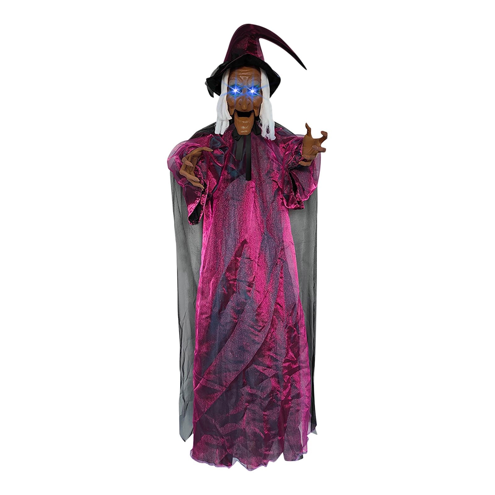 Halloween Animatronics Witch Clearance, Voice Activated Purple Escape Haunt Halloween House Décor & Fright Fest Prop, Life Size Animated Halloween Decoration Outdoor