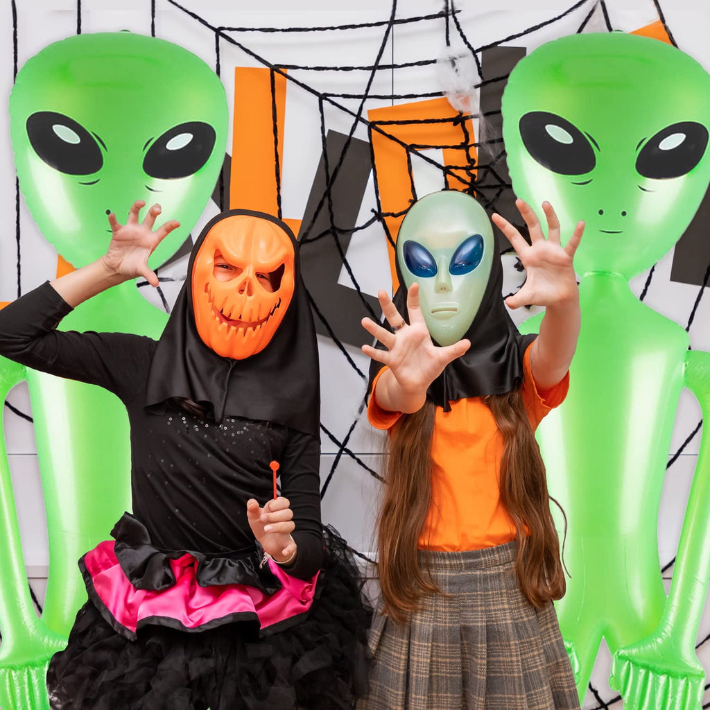 60 Inch (5 Ft.) Giant Alien Inflatable - (Pack of 2) - Jumbo Green Alien, for Game Prize, Alien Halloween Decorations Theme Party Favors Photo Prep & Decorations