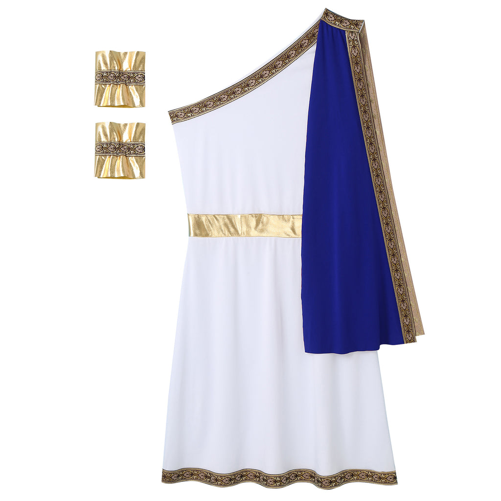YiZYiF Mens Halloween Ancient Greek Cosplay Costume Roman Toga Caesar Party Fancy Dress Up Set Black S