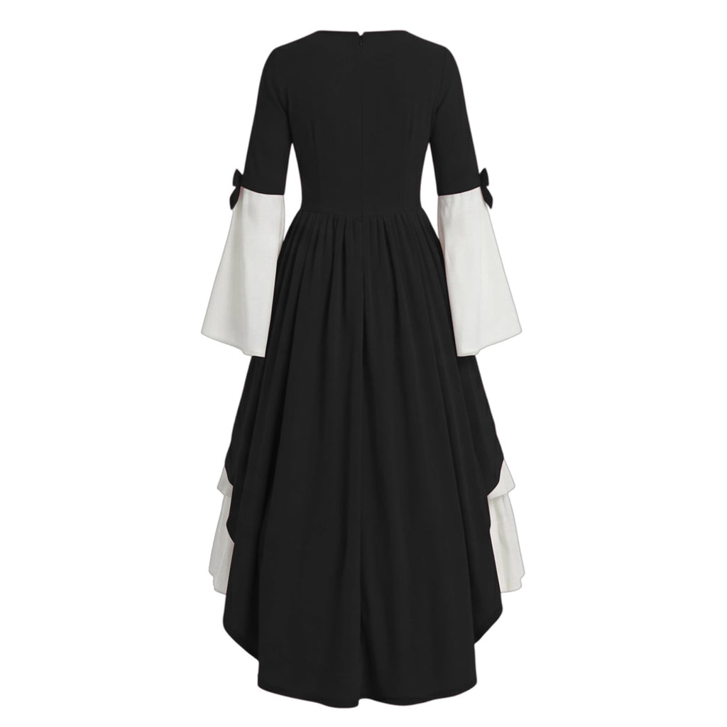 Gothic Dresses for Women Medieval Renaissance Halloween Costume Lace Up Corset High Low Ruffle Hem Square Neck Vintage Gown
