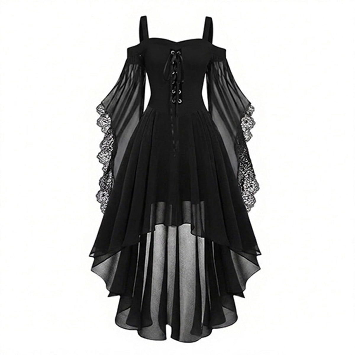 Witch Dress Women 2026 Halloween Costumes Woman Adults Medieval Vampire Butterfly Sleeve Mesh Gothic Outfits Red S